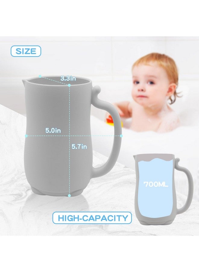 PandaEar PandaEar Baby Bath Rinse Cup, Silicone Baby Shampoo Rinser with 2 Pack Cradle Cap Brush for Kids Toddler Body Washing (Grey) - Image 2