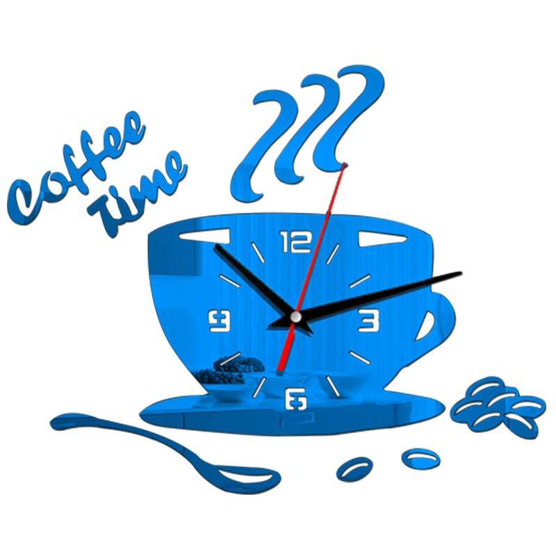 Creative Diy Acrylic Mirror Wall Clock Simple Home Decoration Mute Coffee Cup Wall Sticker Quartz Clock - Image 5