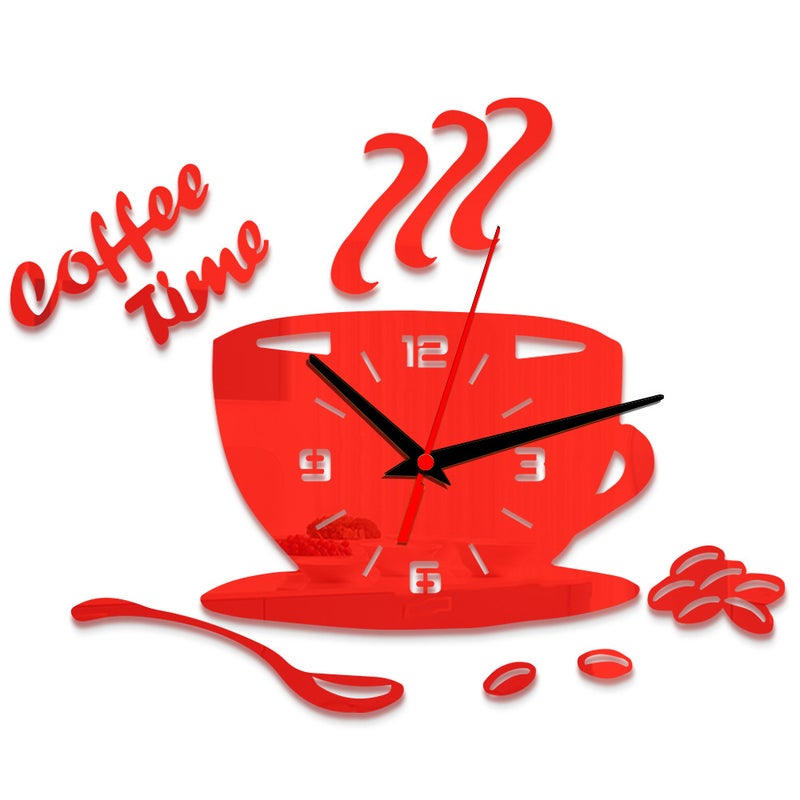 Creative Diy Acrylic Mirror Wall Clock Simple Home Decoration Mute Coffee Cup Wall Sticker Quartz Clock - Image 4