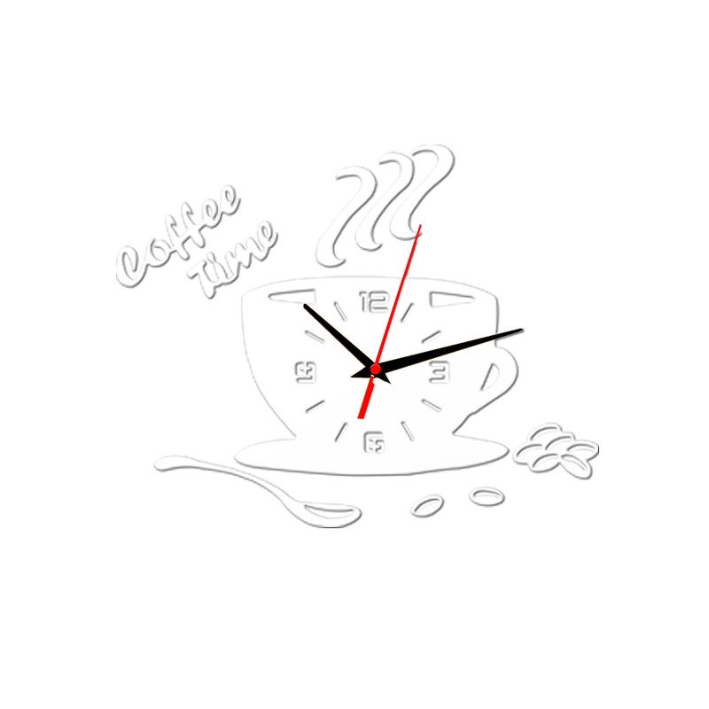 Creative Diy Acrylic Mirror Wall Clock Simple Home Decoration Mute Coffee Cup Wall Sticker Quartz Clock - Image 1