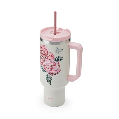 Dolly Parton Tumbler With Handle, Double Wall Vacuum Insulated Stainless Steel With Straw Lid, Cold For Up To 24 Hours Or Hot For Up To 8 Hours, 40 Ounce, Pink Jewel - Image 5