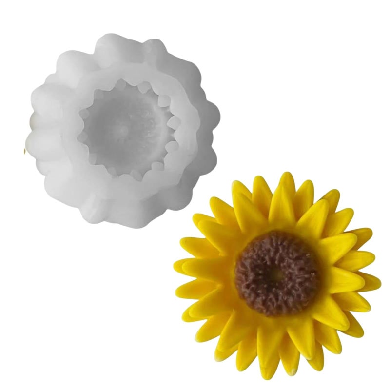 SOFTCREATO 3D Sunflower Candle Silicone Mold Daisy Chrysanthemum Flower Molds for Candle Making I for Handmade Flower Bouquet Soap Aromatherapy Fondant Resin Art and Craft Chocolate Cake Polymer Clay Candle Topper Mould - A (Pack of 1) - Image 1
