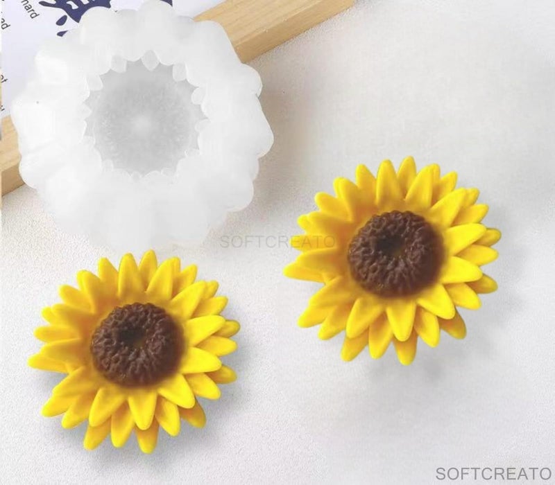 SOFTCREATO 3D Sunflower Candle Silicone Mold Daisy Chrysanthemum Flower Molds for Candle Making I for Handmade Flower Bouquet Soap Aromatherapy Fondant Resin Art and Craft Chocolate Cake Polymer Clay Candle Topper Mould - A (Pack of 1) - Image 4