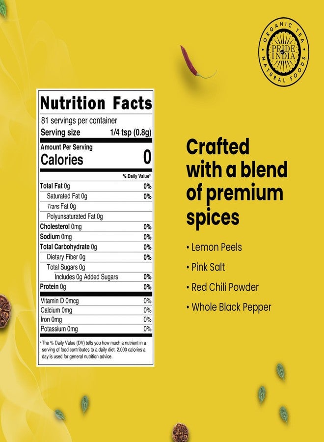 Pride of India Lemon Chili Pepper Seasoning | Spicy Lemon Seasoning & Citrus Spice for Chicken | Non-Bioengineered, Vegan, Gluten-Free | Dual Sifter Bottle 2.3 oz (65 gm) - Image 3