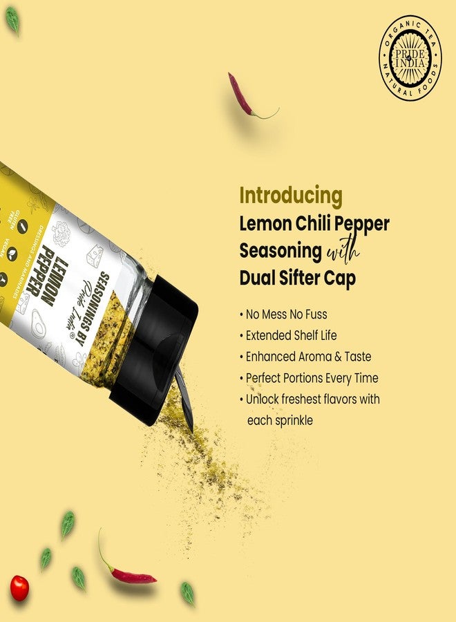 Pride of India Lemon Chili Pepper Seasoning | Spicy Lemon Seasoning & Citrus Spice for Chicken | Non-Bioengineered, Vegan, Gluten-Free | Dual Sifter Bottle 2.3 oz (65 gm) - Image 4