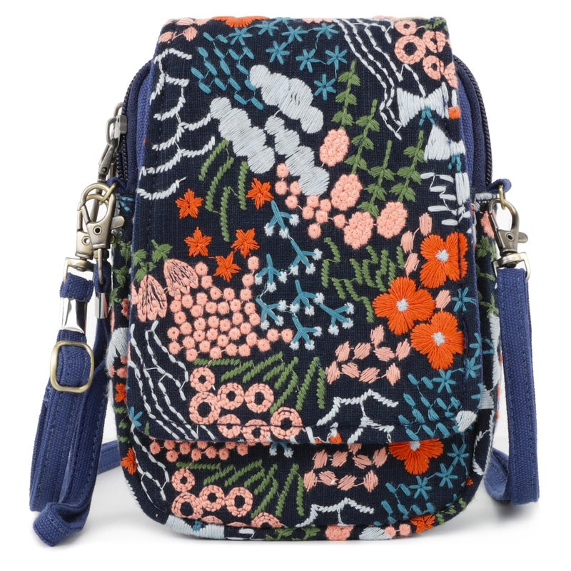 SILKAREA Women Small Crossbody Purse Handbag Embroidered Cell Phone Purse Shoulder Bag Flower Pouch Wallet - Image 1