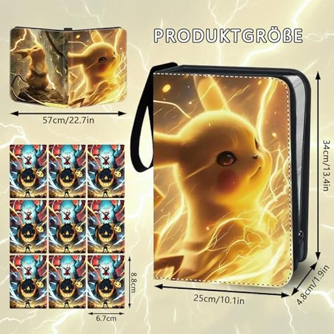 Pikachu SCRAPBOOK LARGE 900 CARD CAPACITY FOR TRADING CARDS ALBUM, 50 PAGES BOOKS FOR CARDS WATERPROOF PU LEATHER - Image 4
