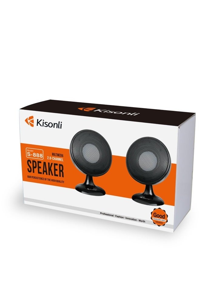 Kisonli Kisonli S888 USB + 3.5mm Computer Speaker, Laptop Speaker 3W per Speaker Modern Ergonomic Design Perfect for Your Computer Setup  - Image 3