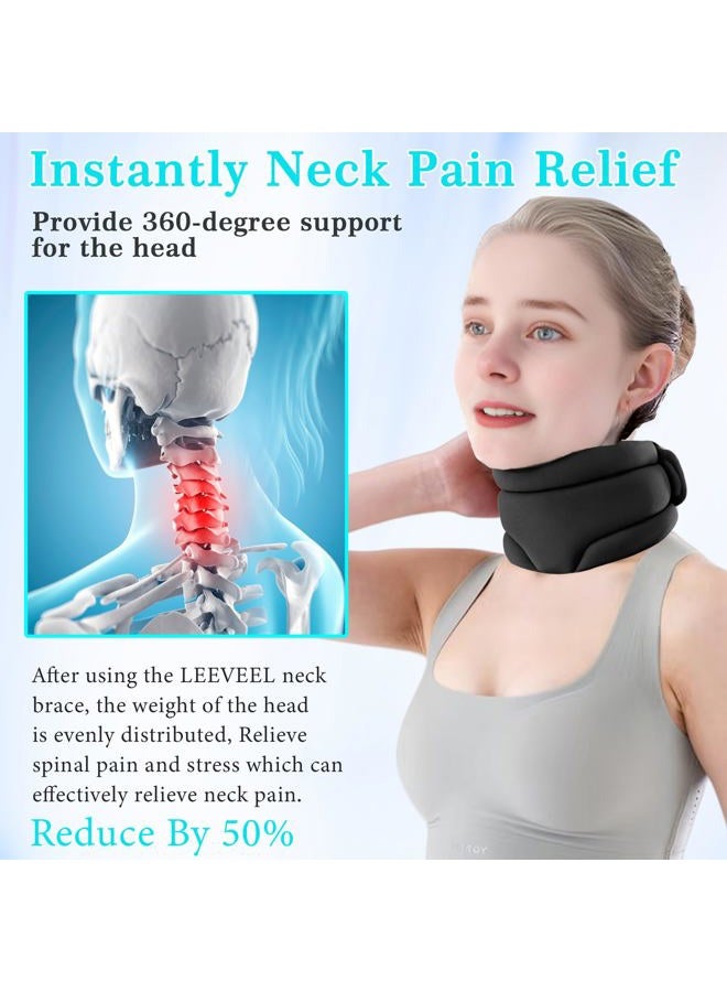LEEVEEL Neck Brace Cervical Collar, Neck Braces for Neck Pain and Support, Soft Foam Brace for Pain Relief, Adjustable Neck Support Collar for Sleeping, Travelling, Office (Black) - Image 3
