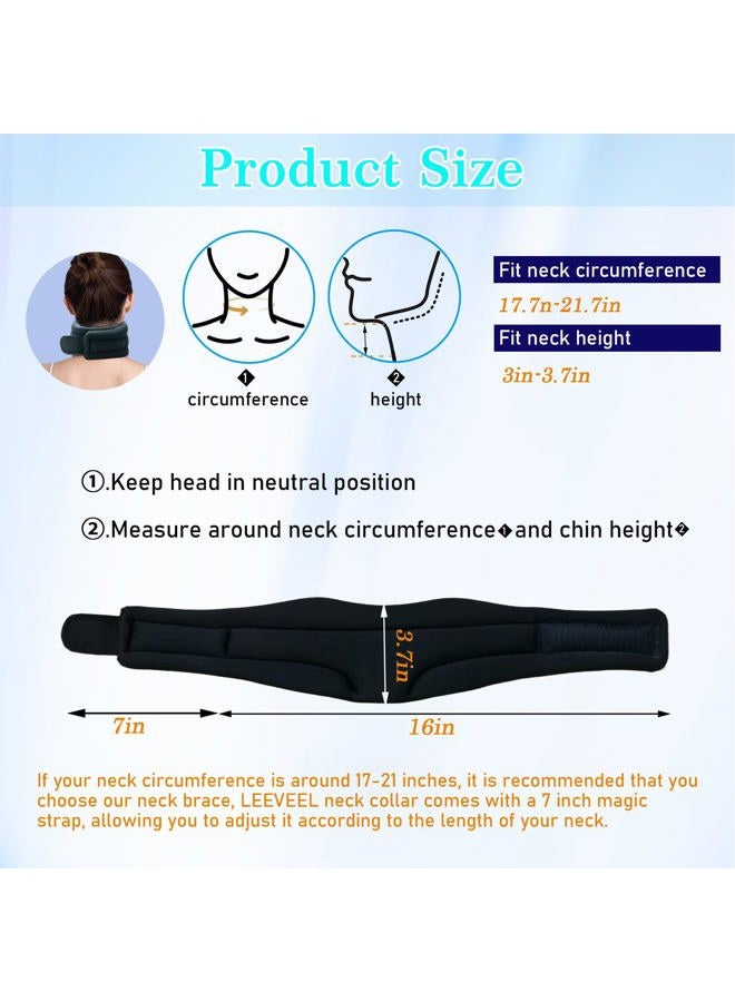 LEEVEEL Neck Brace Cervical Collar, Neck Braces for Neck Pain and Support, Soft Foam Brace for Pain Relief, Adjustable Neck Support Collar for Sleeping, Travelling, Office (Black) - Image 4