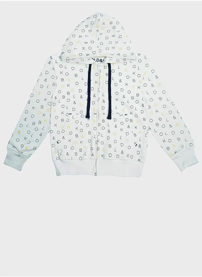 BOLD&KO Kids Aop Signature Zip Through Hoodie