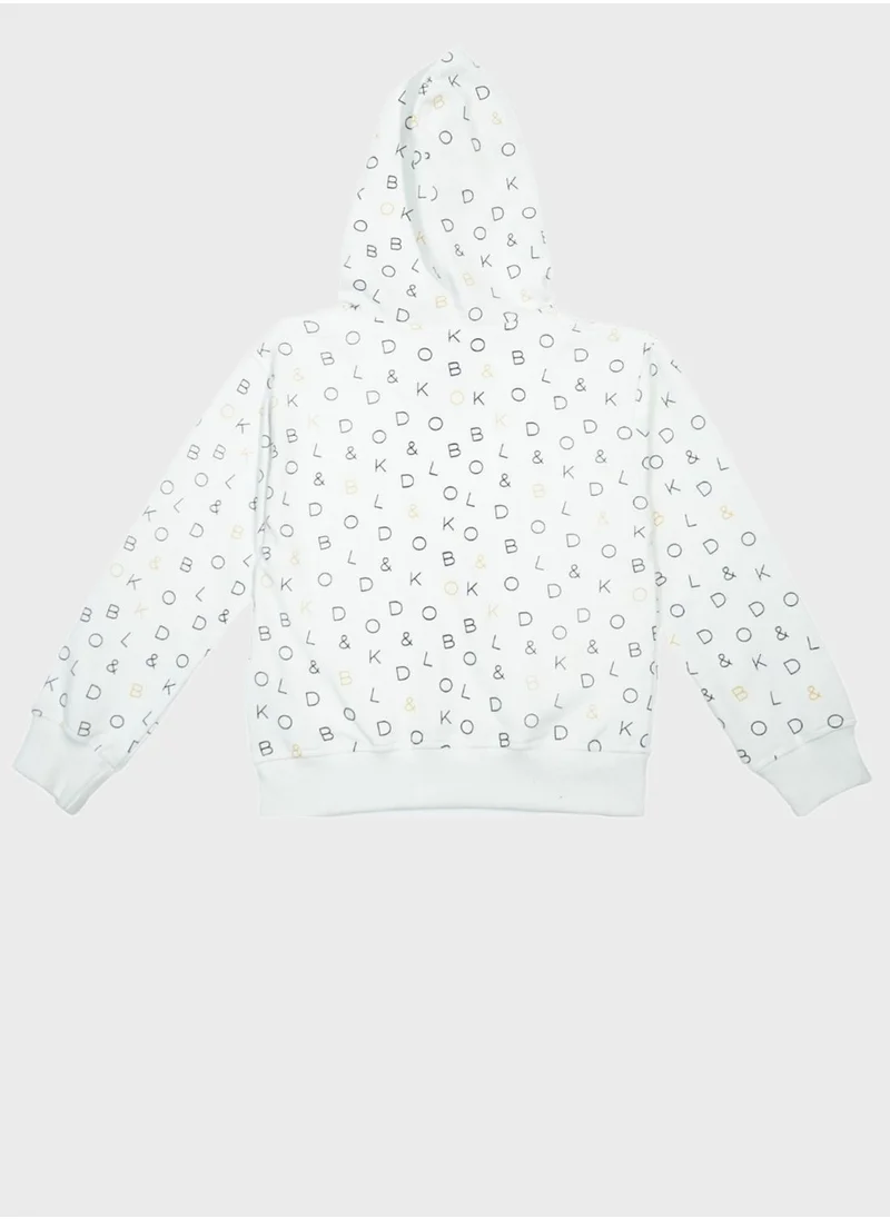 بولد اند كو Kids Aop Signature Zip Through Hoodie