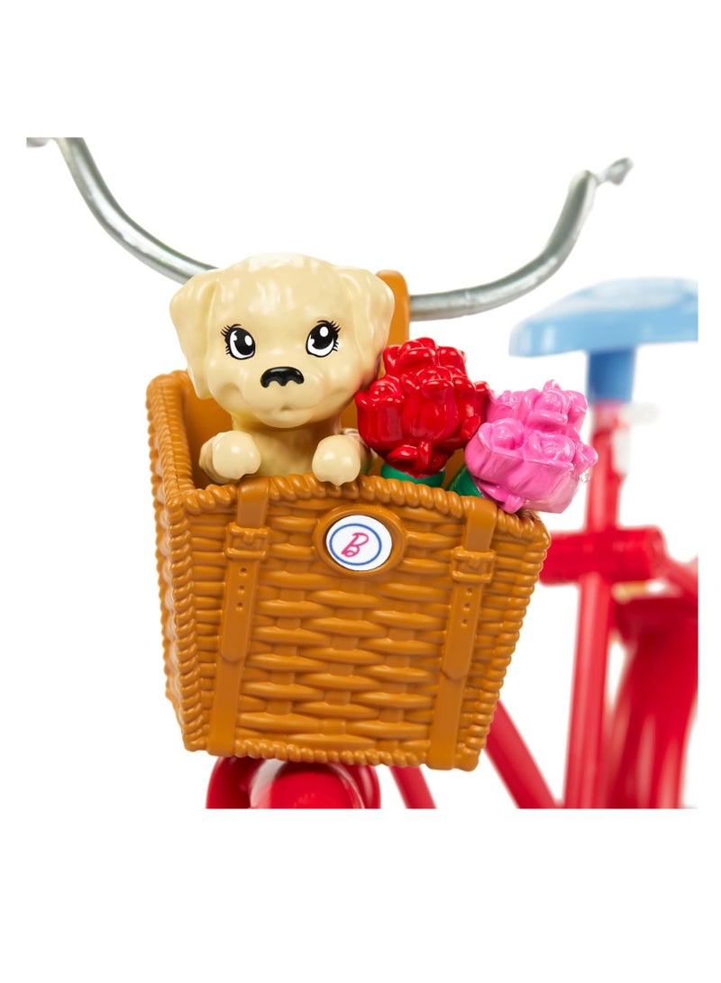 باربي مجموعة الدمية مع دراجة وملابس وإكسسوارات، مغامرات بينك باسبورت هولاند، تتضمن دمية شقراء وقطع سفر - Image 5