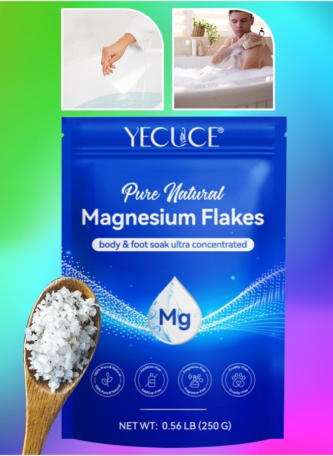 Yecuce 250g Magnesium Bath Flakes Natural Magnesium Bath Salt for Relief & Relaxation Relieve Muscle Tension Organic Magnesium Bath Flakes  - Image 1