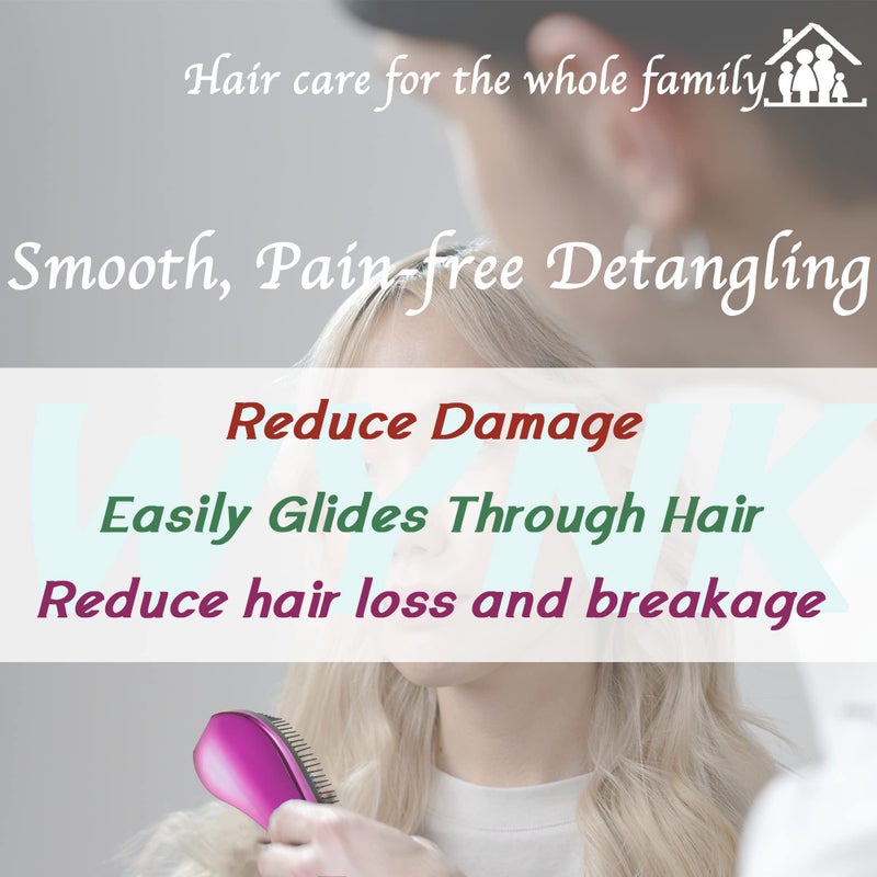 WYNK Hair Brush Detangler (Wet or Dry) for All Hair Types, 2 Pack (Green&Black) - No Pain Tangle-Free for Adults & Kids, Natural/Curly/Straight Hair, Promotes Blood Circulation & Less Hair Loss - Image 2