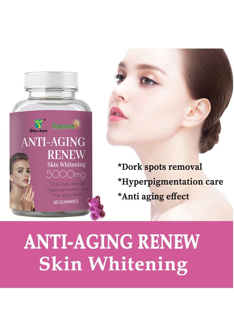 Daynee - Anti-aging Renew Skin Whitening Gummies, Non GMO Skin Whitening Gummies, Antioxidant-female Skin Health Supplement, Safe And Natural Women Skin Care Dietary Supplements For Dark Spots Removal,Dietary Supplement 60 Gummies - Image 1