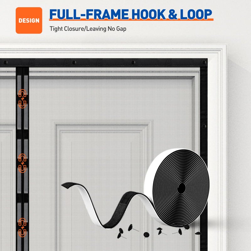 MAGZO Magnetic Screen Door Fit Door Size 32 x 82 Inch, Screen Size 34" x 83" Strong Magnets Door Mesh, Reinforced Fiberglass Door Net for Patio Door, Gray - Image 5