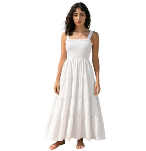 Basic Wear Plain Rayon Sleeveless Maxi Dress For Girls , One Size