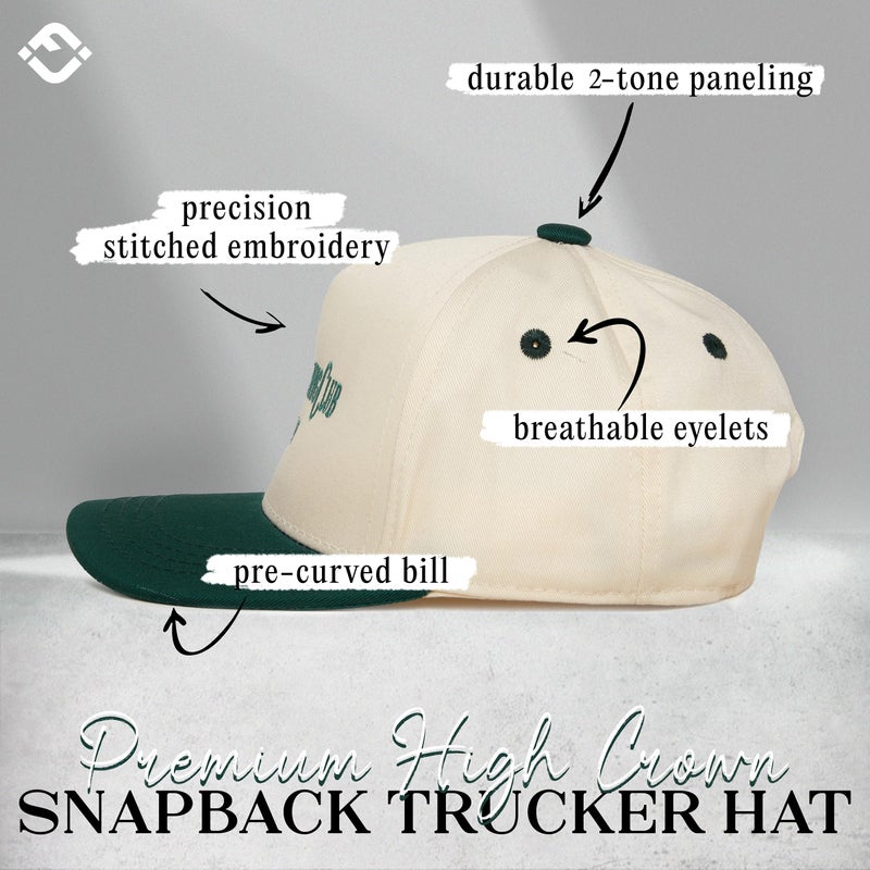 Funky Junque Vintage Slow Morning Club Green Hat Women Men Embroidered Adjustable Vintage Hats for Women - Slow Morning Club - Forest/Beige - Image 4