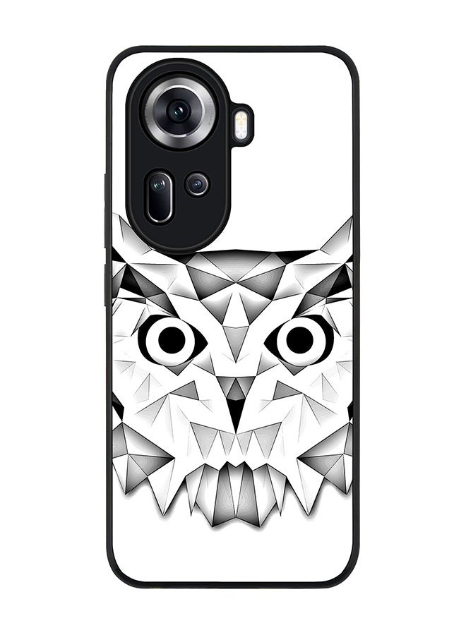 Stylizedd Rugged Black Edge Case for Oppo Reno11, Slim fit Soft Case Flexible Rubber Edges Anti Drop TPU Gel Thin Cover -  Poly Owl - Image 1
