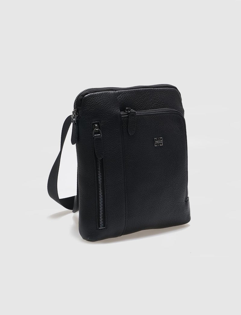Cabani Genuine Leather Black Men's Messenger Bag - Image 1