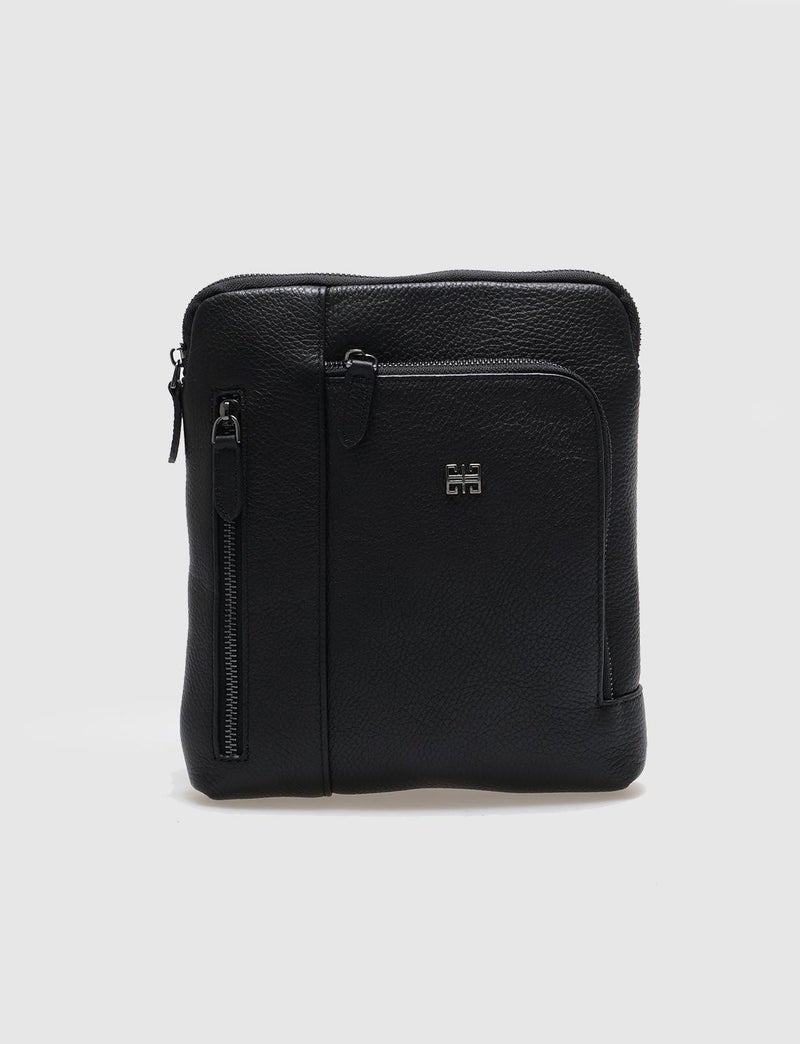 Cabani Genuine Leather Black Men's Messenger Bag - Image 2