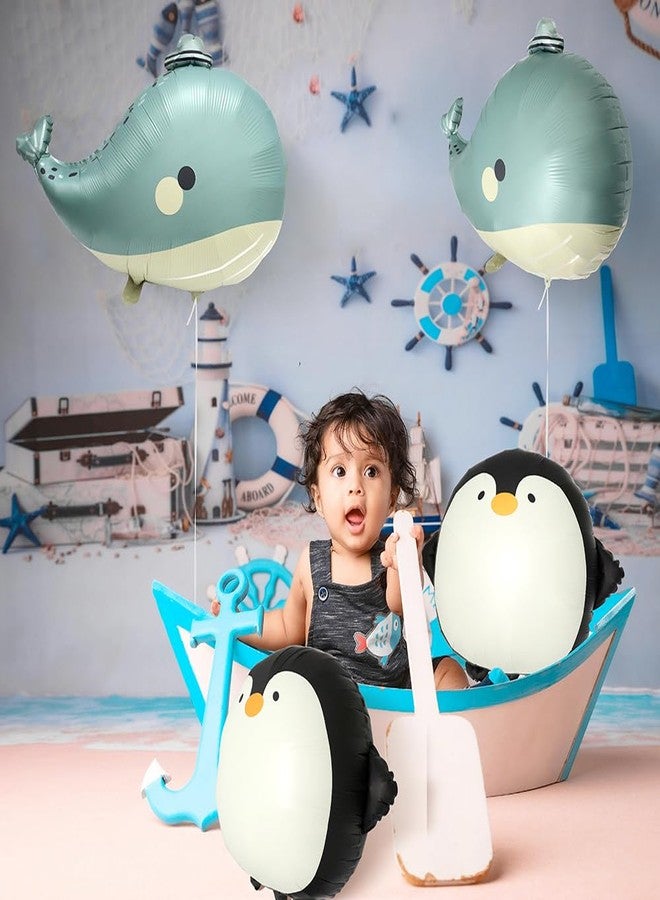 Deermon Ocean Animal Themed Matte Whale Foil Balloons, Cute 6 Pack Under The Sea Blue Whale Mylar Balloons For Birthday Baby Shower Party Supplies - Image 3