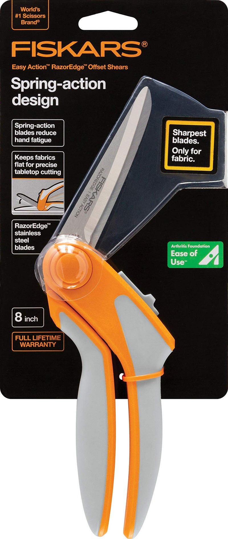Fiskars 190850 8 Inch RazorEdge Easy Action Fabric Shears for Tabletop Cutting Stainlesssteel