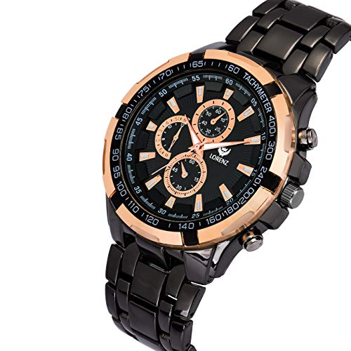 LORENZ Black Dial Analog Metal Watch for Men | Watch for Boys- MK-3058K - Image 3