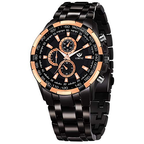 LORENZ Black Dial Analog Metal Watch for Men | Watch for Boys- MK-3058K - Image 1