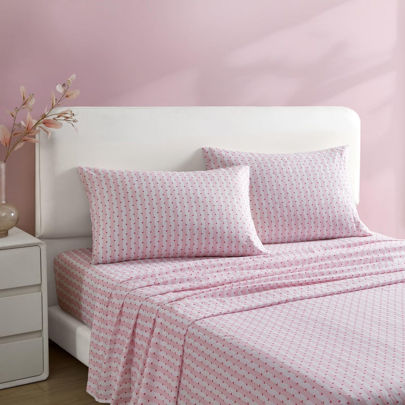 Betsey Johnson - Twin Sheets  Soft & Lightweight Bedding  Fade & Wrinkle Resistant (Wonderland Stripe Pink  Twin) - Image 2
