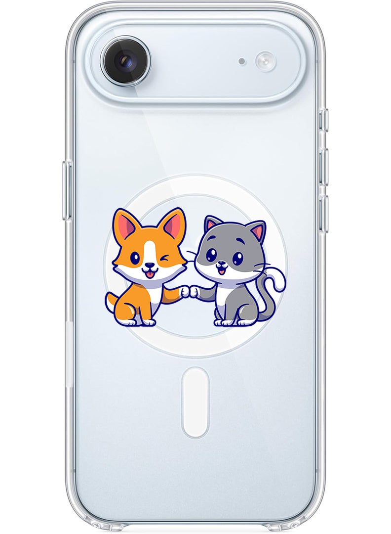 Theodor Magnetic Case for Apple iPhone 17 Air Compatible with MagSafe Wireless Charging, Shockproof Phone Bumper Cover - Cat and dog friendship - Image 1