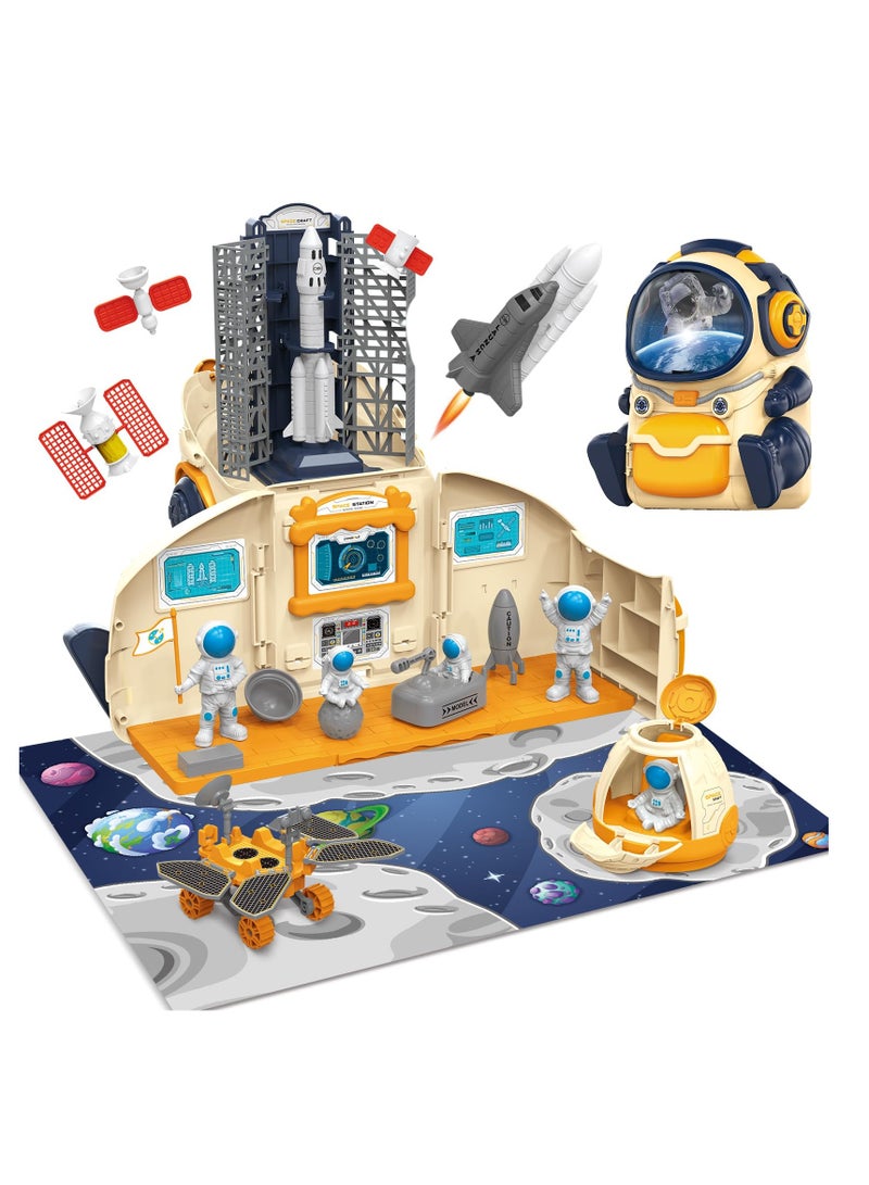 SOLARAE Space Exploration Toy Set - Includes Spaceship, Astronaut Figures, Rover, Station, Capsule & Shuttle with Lights & Sounds, Astronaut Toys Kid Ideal for 3-8 Year Old Boys - Image 1