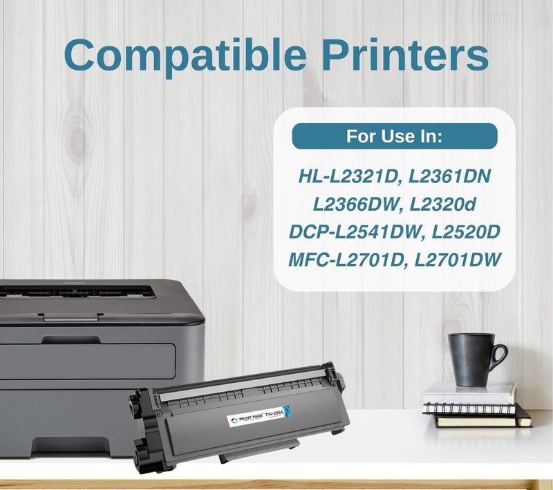 Print Page TN-2365 Toner Cartridge Compatible for Printers HL-L2321D, L2361DN, L2366DW, L2320d, DCP-L2541DW, L2520D, MFC-L2701D, L2701DW (TN-2365 - 1 pc) - Image 3