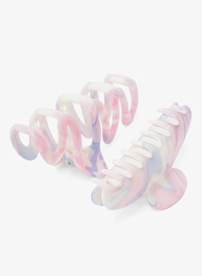Ginger 2PK Pastel Marble Print Hair Claw