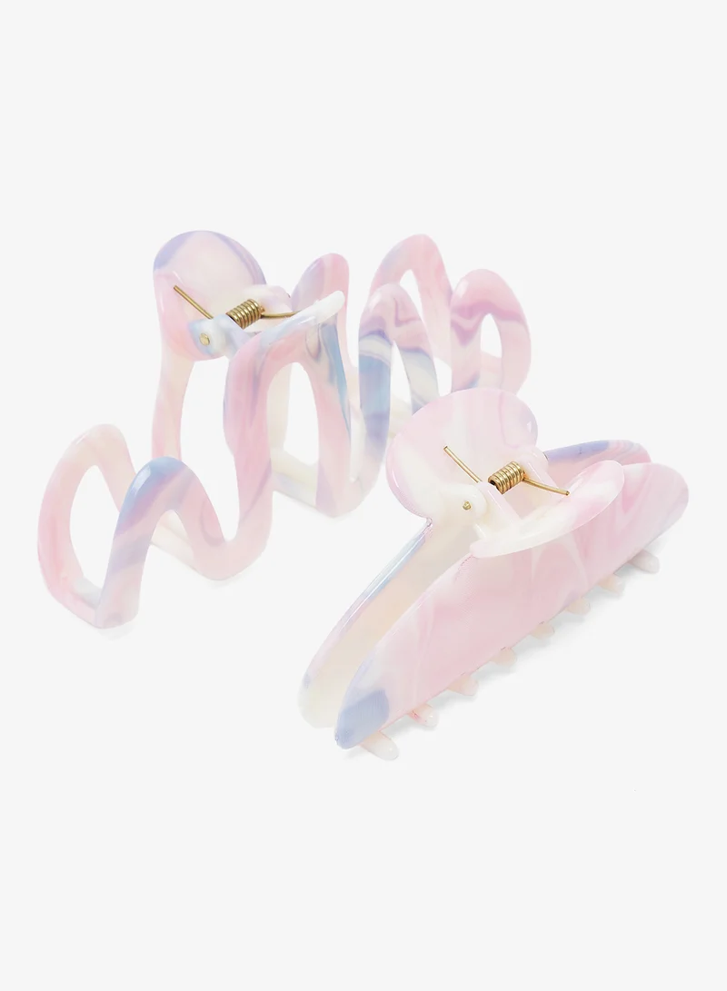 Ginger 2PK Pastel Marble Print Hair Claw