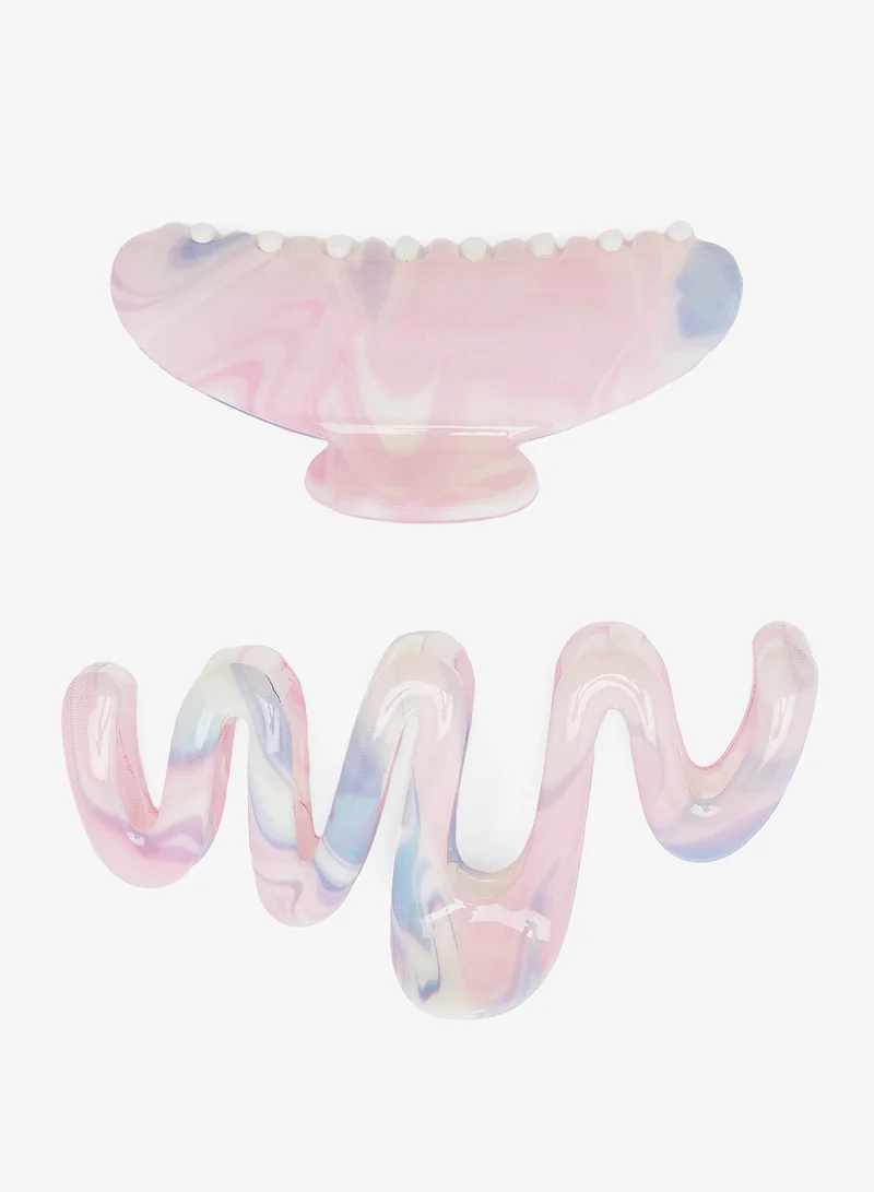 Ginger 2PK Pastel Marble Print Hair Claw
