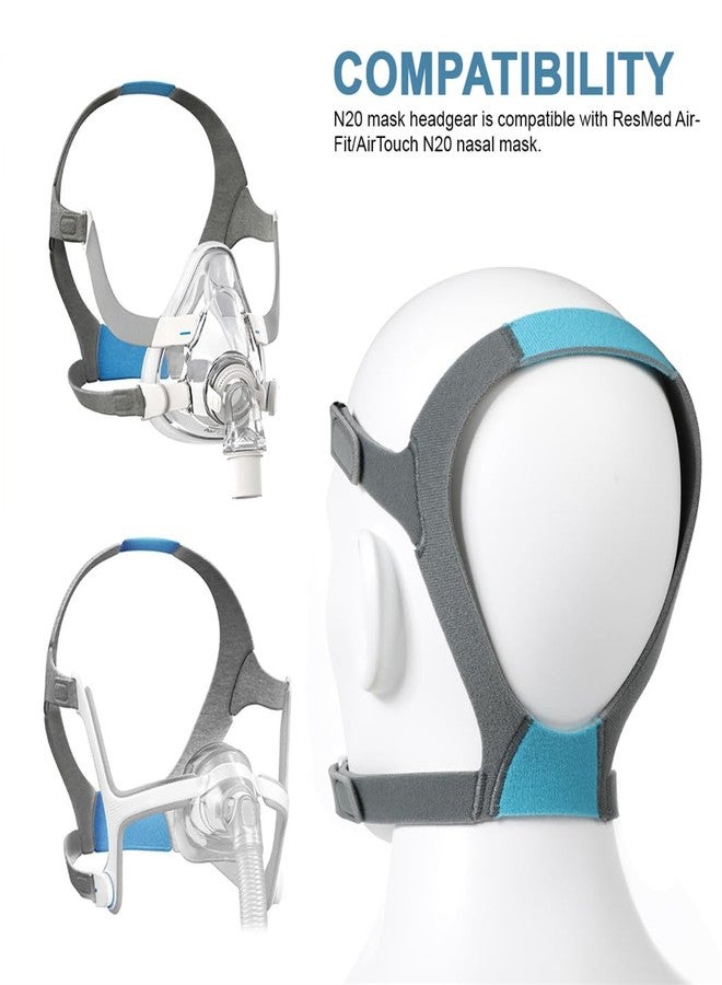 CXWLTT حزام رأس بديل متوافق مع قناع Airfit/AirTouch N20، عبوتان من أحزمة رأس قناع الأنف مع مشابك، قابل للتعديل، مقاس قياسي/متوسط، لوازم جهاز CPAP - Image 3