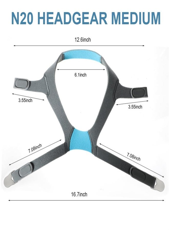 CXWLTT حزام رأس بديل متوافق مع قناع Airfit/AirTouch N20، عبوتان من أحزمة رأس قناع الأنف مع مشابك، قابل للتعديل، مقاس قياسي/متوسط، لوازم جهاز CPAP - Image 4