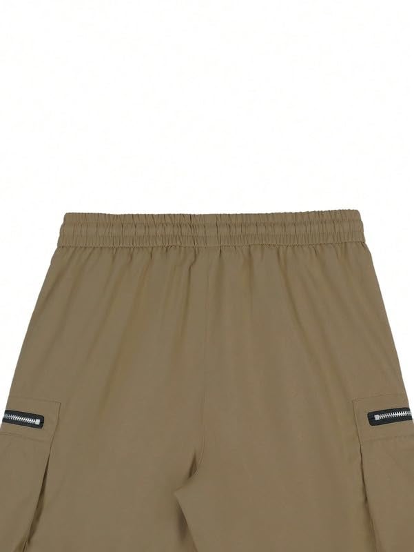 SMOWKLY Men’s Cotton Cargo Shorts Casual Summer Shorts for Men Regular Fit Multi Pocket Shorts Men Elastic Waist Drawstring Outdoor Travel Streetwear Mens Half Pants(1660_CK_32) - Image 4