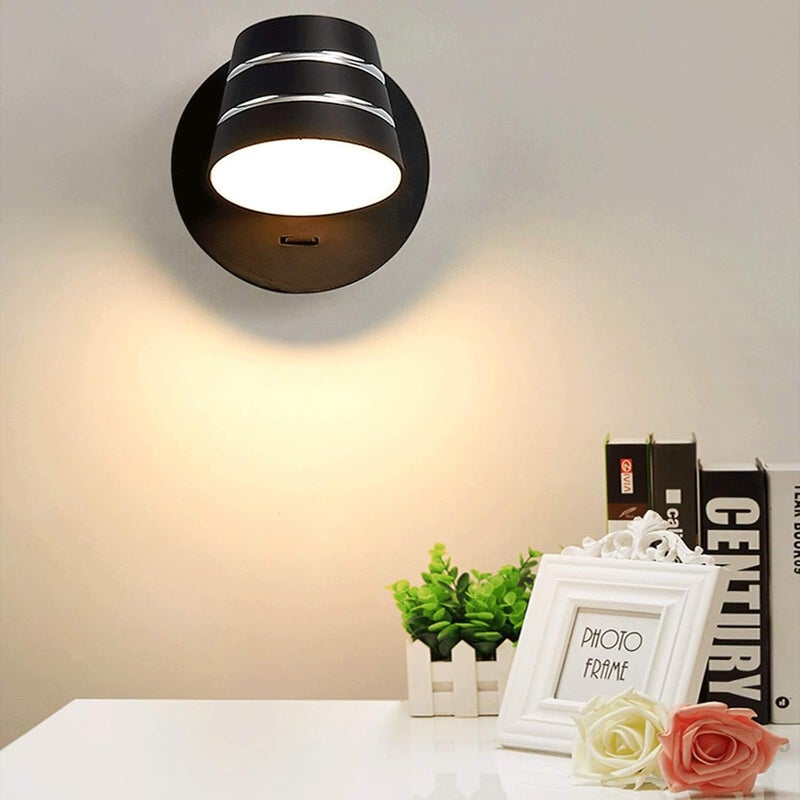 Wall lamp LED Wall Light Fixtures Nordic Design Bedroom Lamp with On Off Switch 4000K About Rotatable Wall Sconce Wall Light Wall Lantern (Color : White) - Image 4