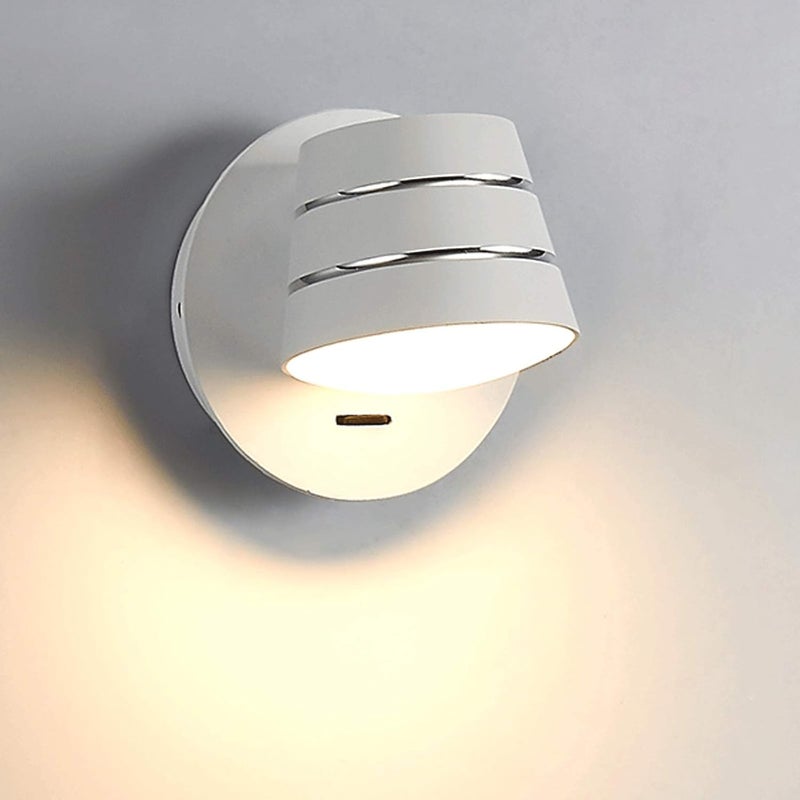 Wall lamp LED Wall Light Fixtures Nordic Design Bedroom Lamp with On Off Switch 4000K About Rotatable Wall Sconce Wall Light Wall Lantern (Color : White) - Image 1