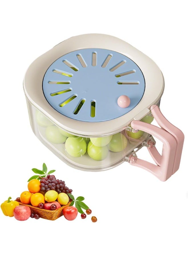 كيلا سلة تصريف 2 في 1، وعاء غسيل فواكه وخضروات متعدد الوظائف، سلة تصريف مصفاة فواكه بمقبض قابل للطي، مصفاة مطبخ ووعاء غسيل خضروات (1، أزرق) - Image 1