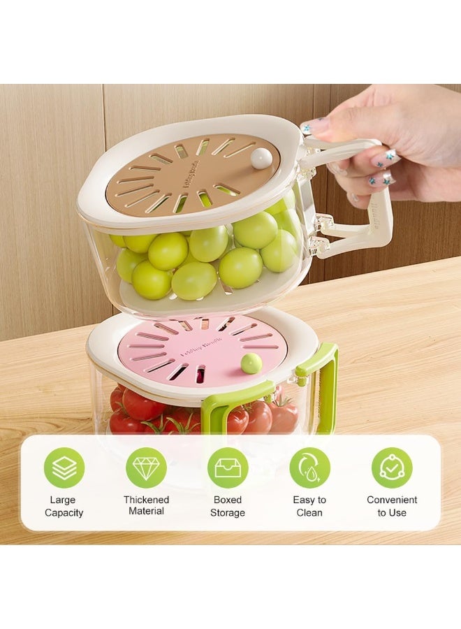 كيلا سلة تصريف 2 في 1، وعاء غسيل فواكه وخضروات متعدد الوظائف، سلة تصريف مصفاة فواكه بمقبض قابل للطي، مصفاة مطبخ ووعاء غسيل خضروات (1، أزرق) - Image 4