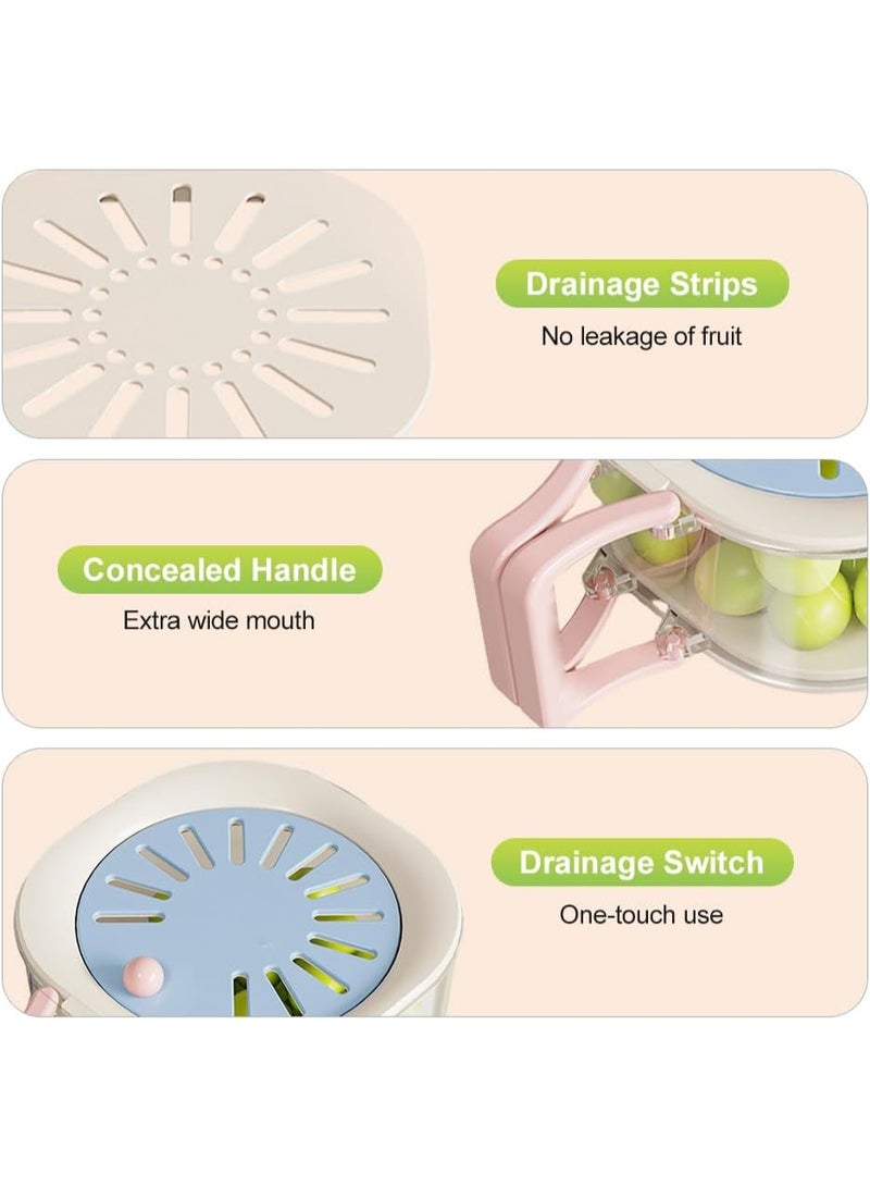 كيلا سلة تصريف 2 في 1، وعاء غسيل فواكه وخضروات متعدد الوظائف، سلة تصريف مصفاة فواكه بمقبض قابل للطي، مصفاة مطبخ ووعاء غسيل خضروات (1، أزرق) - Image 2