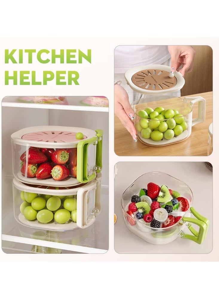 كيلا سلة تصريف 2 في 1، وعاء غسيل فواكه وخضروات متعدد الوظائف، سلة تصريف مصفاة فواكه بمقبض قابل للطي، مصفاة مطبخ ووعاء غسيل خضروات (1، أزرق) - Image 5