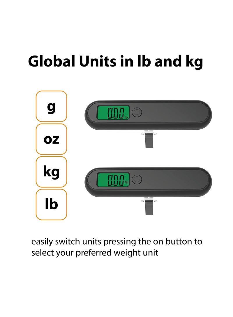 SOLARAE Portable Digital Luggage Scale, Hanging Travel Baggage Scale, Lightweight Handheld Suitcase Weight Scale with Backlit LCD Display, 110 Lb Capacity, Black - Image 3