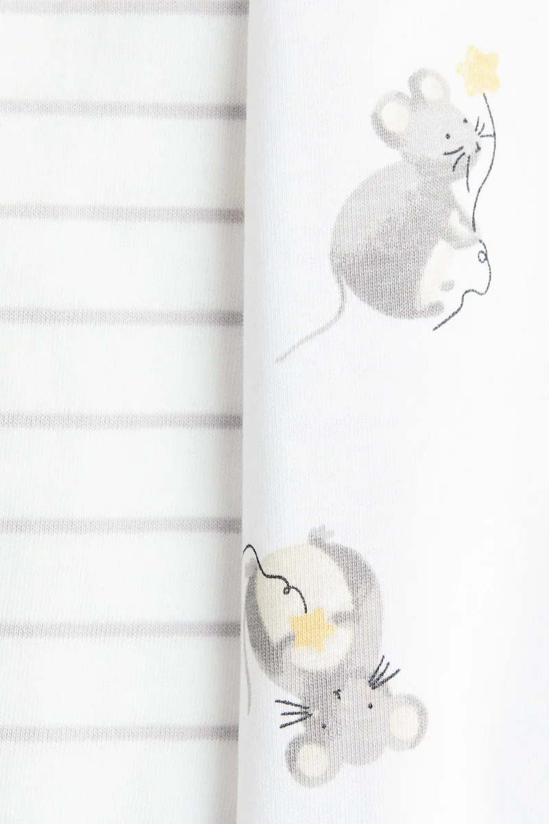 اتش اند ام بيجاما من القطن المنقوش - عبوة من قطعتين