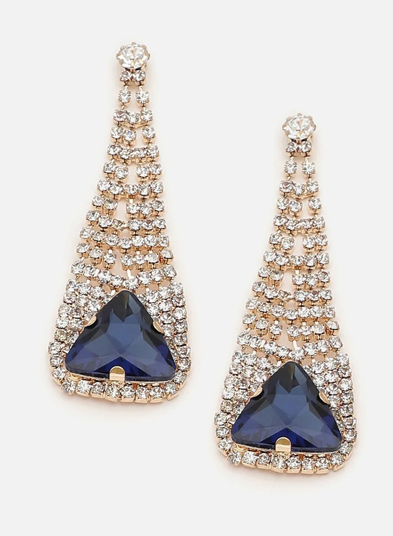 سوهي قرط متدلي من الحجر مصمم للحفلات مطلي بالذهب