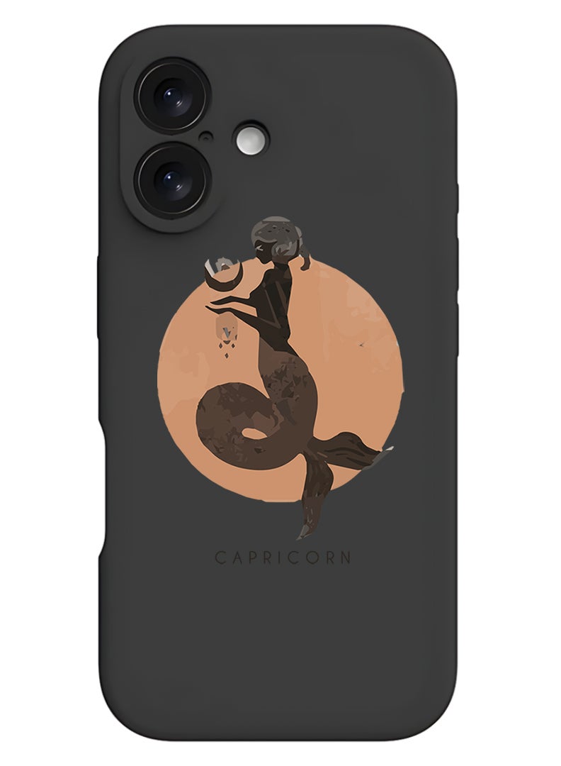 Theodor Protective Slim Fit Case Liquid Silicone Cover with Full Body Protection Anti-Scratch Shockproof Case For Apple iPhone 17 (Black) Capricorn - Image 1